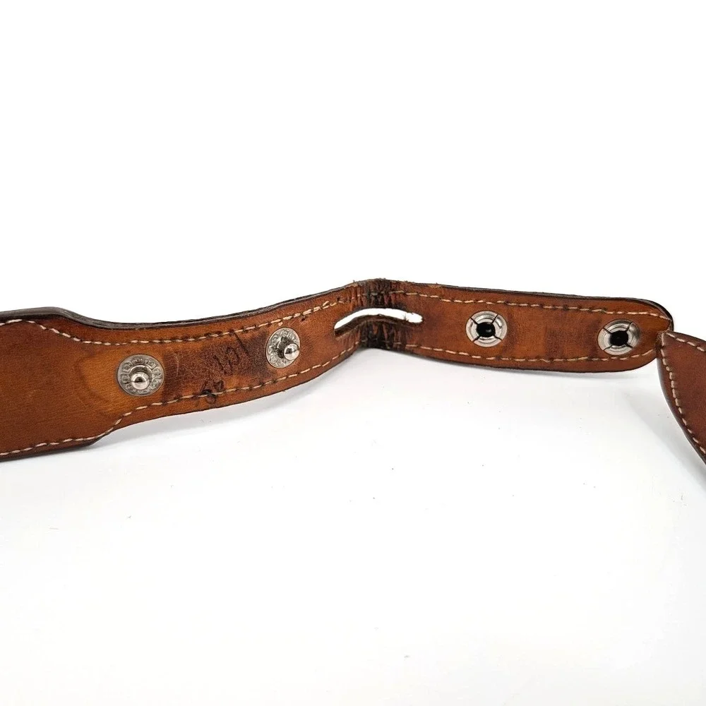 Deer Park Genuine Ostrich Leather‎ Western Belt Brown Cognac Size 32